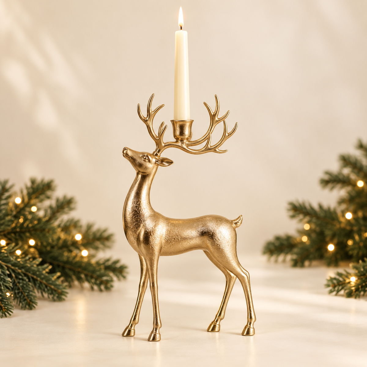 Aurovessa Golden Reindeer Candle Holder