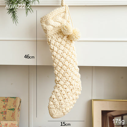 White chunky knit Christmas stocking, 46 cm