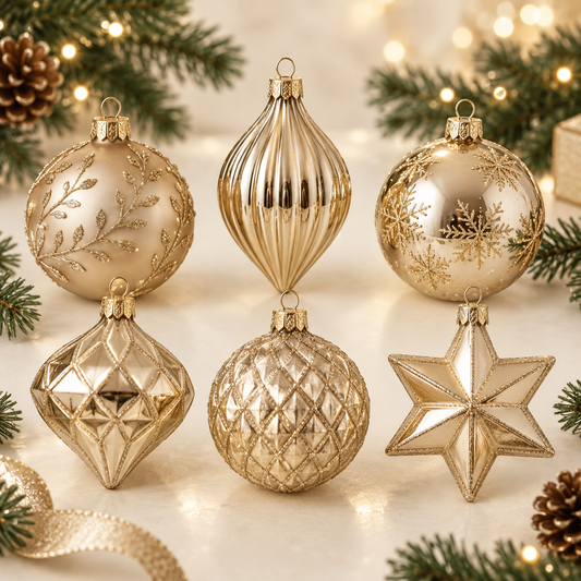 Aurovessa Champagne Gold Ornament Set