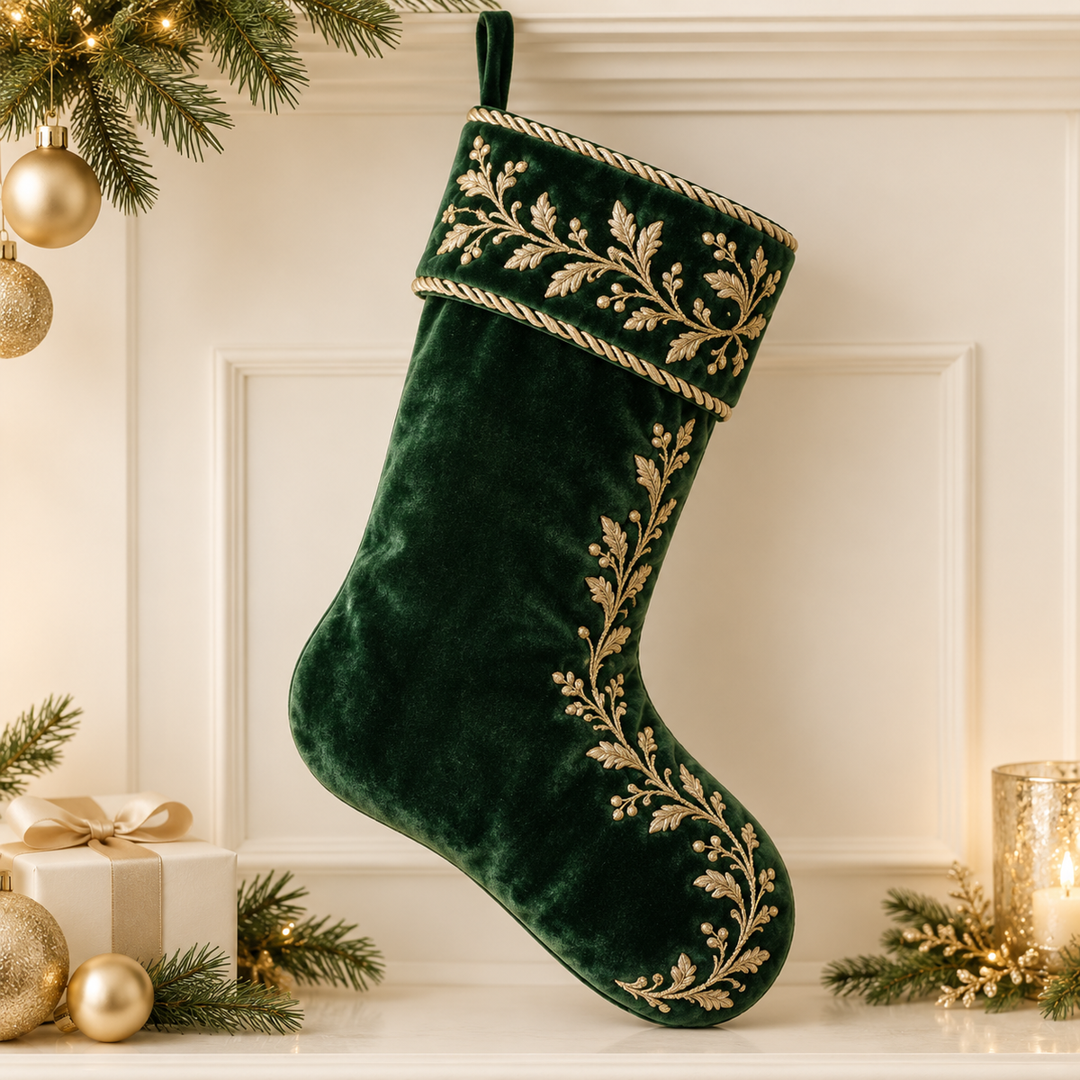 Aurovessa Emerald Velvet Christmas Stocking
