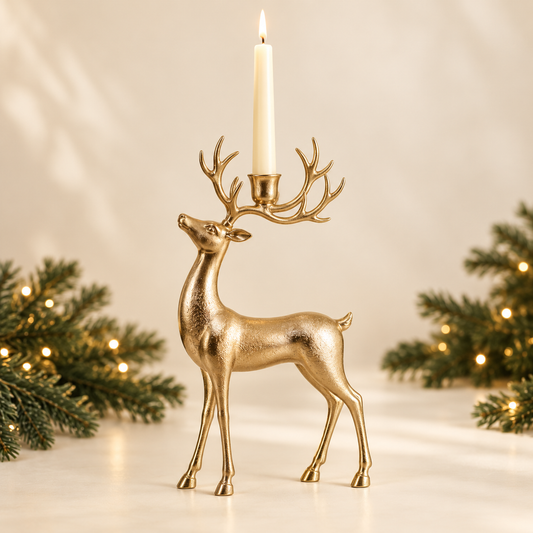 Aurovessa Golden Reindeer Candle Holder