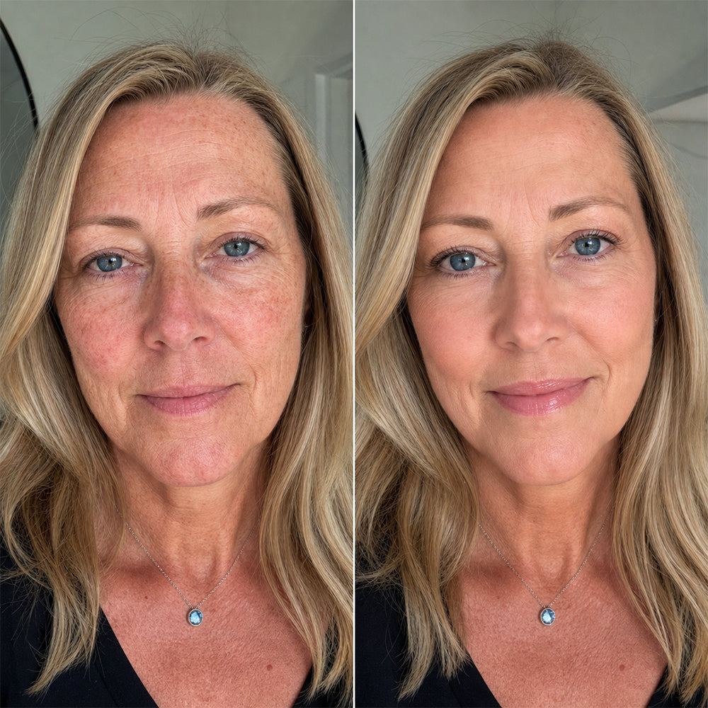 Aurovessa foundation applied on mature skin
